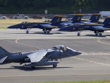 BA Prac_005 - while they wait, a Harrier AV8 taxis past after a practice run for the airshow